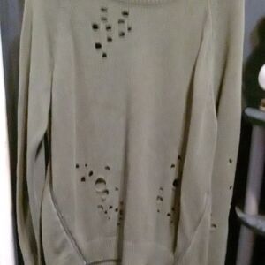 Express Olive Cut-Out Sweater